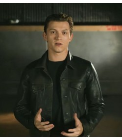 Uncharted 2022 Tom Holland (Nathan Drake) Black Leather Jacket